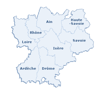 Carte de la région Rhône-Alpes