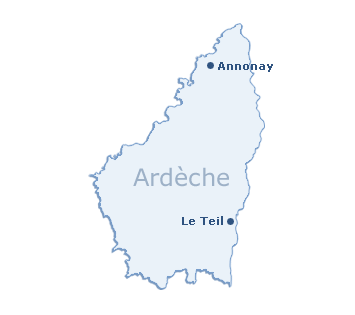 Carte du département de l'Ardèche