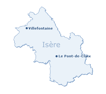 Carte du département de l'Isère