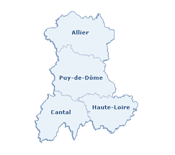 Carte de la région Auvergne