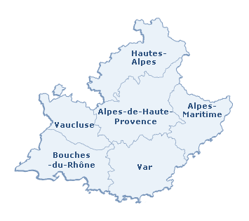 Carte de la région Provence-Alpes-Côte d'Azur