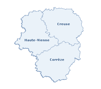 Carte de la région Limousin
