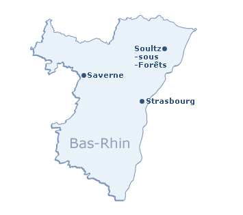 Carte du département du Bas-Rhin