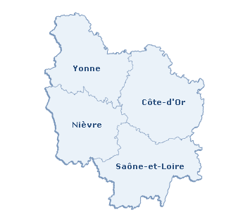 Carte de la région Bourgogne