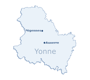 Carte du département de l'Yonne