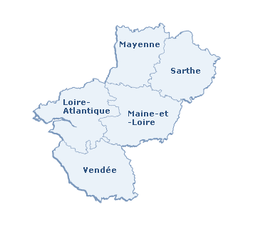 Carte de la région Pays-de-la-Loire